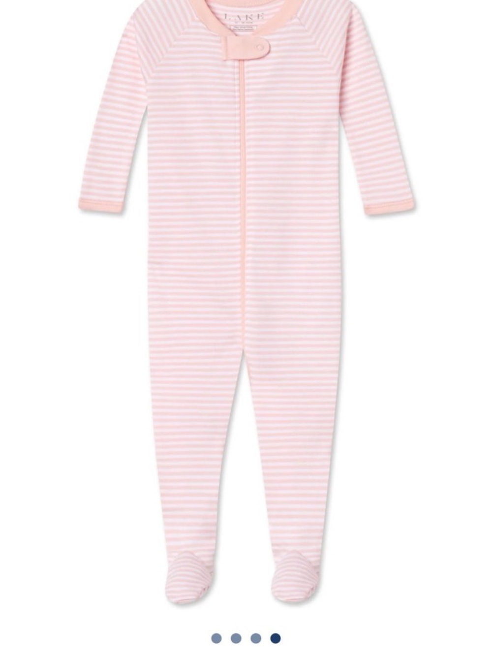 LAKE baby Pink Striped Footed One-Piece Zip Pajamas